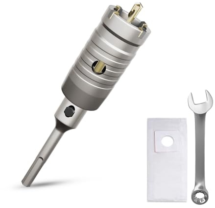 Bohrkrone 30mm Gewinde SDS plus Adapter 110mm und Zentrierbohrer,Mit den Schraubenschlüssel und Staubschutzbeutel,Wandlochsägebohrer für Mauerwerk Natursteine Sandsteine Kunststeine Beton Marmor