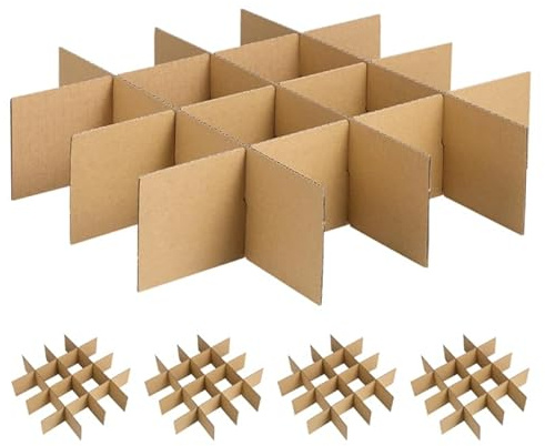 TEHAUX 30 Pcs Moving Box Dividers, Cardboard Packing Separators for Boxes | 5 Sets Fragile Item Storage Inserts with Grid Compartments, Protective Transport Organizer for Glasses and Household Moving
