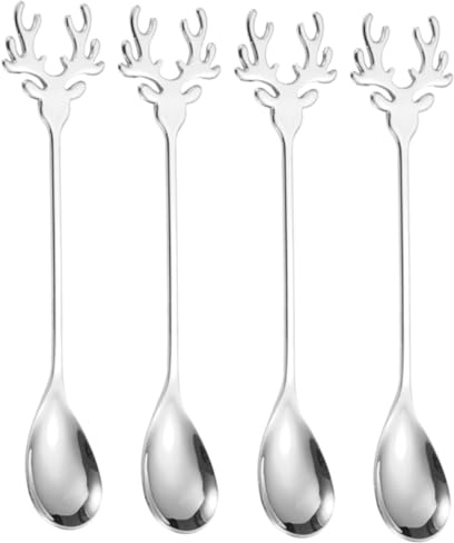 MUELODSIC Cucharas De Café De Acero Inoxidable 304, Juego De 4 Piezas, Color Natural, Cucharas Pequeñas Para Postres y Crema, Ergonómicas, Aptas Para Té, Muffins y Yogur