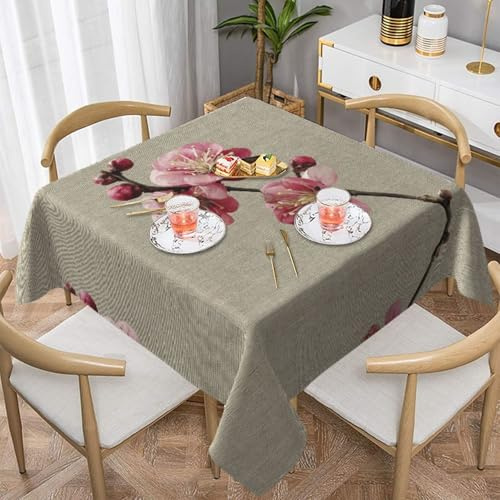 HHGFASD The proud Nappe décorative carrée à motif fleur de prunier - 152,4 x 152,4 cm - Imperméable, infroissable, réutilisable pour cafés, buffets, pique-niques, mariages, fêtes