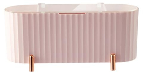 Buerjia 1 PCS Desktop Cotton Swabs Dispenser Holder Cotton Ball Storage Box Jar PP+PS+ABS Pink 21.35x8.57x9.1cm for Cosmetic Cotton Pads Bathroom Organizer Canisters