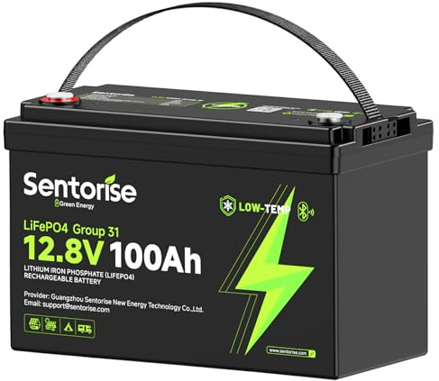 SENTORISE 12V 100Ah LiFePO4 Battery, Group 31 Bluetooth Lithium Leisure Battery for RV, Trolling Motor, Solar Pannel, Golf Cart, Off-Grid