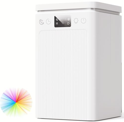 Elektrischer Luftentfeuchter für Haus, Schimmel, 2,2 l, tragbar, sehr leise, Timer 2-12 Stunden, automatische Abschaltung, LED 7 Farben, für Badezimmer, Schlafzimmer, Schrank (330 ml/Tag)