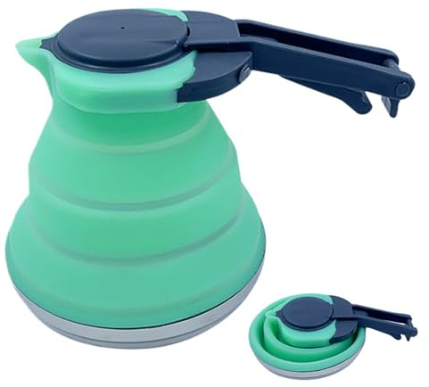 Bouilloire pliable en Silicone pliable de 51 Oz, avec poignée, cafetière de Camping, Portable pour l'eau bouillante, randonnée, voyage en plein air