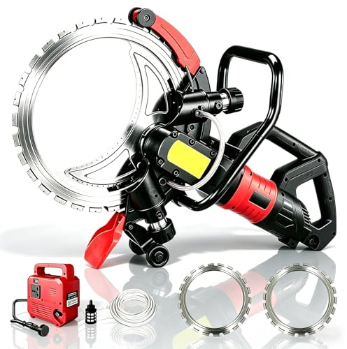 Scie Annulaire Électrique à Béton 9500W avec Pompe à Eau & 2 Lame Diamant 410mm, Scie à Anneau pour Béton, Pierre, Brique, Tuile, Coupe Humide Professionnelle, Moteur Sans Balais