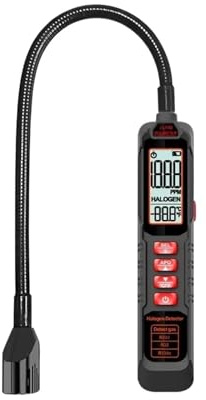 Detector de Gas, Detector de Fugas freón Alta sensibilidad halógeno R22 R410A R134A R1234YF Gas refrigerante Probador Aire Acondicionado HVAC para el Trabajo, el hogar(ZL77A)