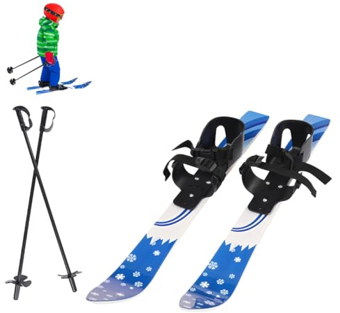 Armanyya Skier Kids Snowboard Set con 2 bastones de esquí, fijación bidireccional, capacidad de carga 50 kg, 2-8 años Snowboard para niños principiantes (azul)
