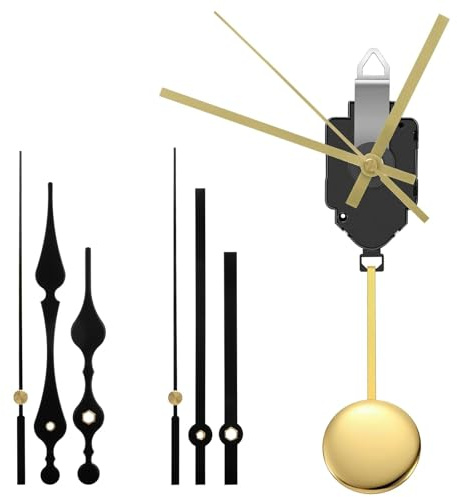 EEEKit Uhrwerk mit Pendel: 20 mm Welle Tick-Tack Uhrwerke mit 3 Paar Zeiger | Pendel Quarz Uhrwerke Set - zum Selbsteinbau mit 3 Zeiger für Hochpräzises Pendel Quarz Uhrwerk DIY Reparatur Ersatz