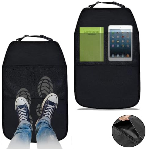2 Pieces Rückenlehnenschutz Auto Kinder, Auto Organizer, Autositz Schutz Rückseite Kinder, Autositz Organizer mit Aufbewahrungsbeuteln, für die Aufbewahrung von Kinderartikeln, Kick Mats Protection