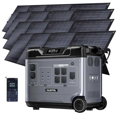 OUKITEL P5000 PRO 5120Wh Notstromaggregat für Haus, 4000W Powerstation mit 4 * 200W Solarpanel, LiFePO4 akku Stromspeicher Notstrom, Solargenerator Stromerzeuger für Camping/Notfälle/Wohnmobil