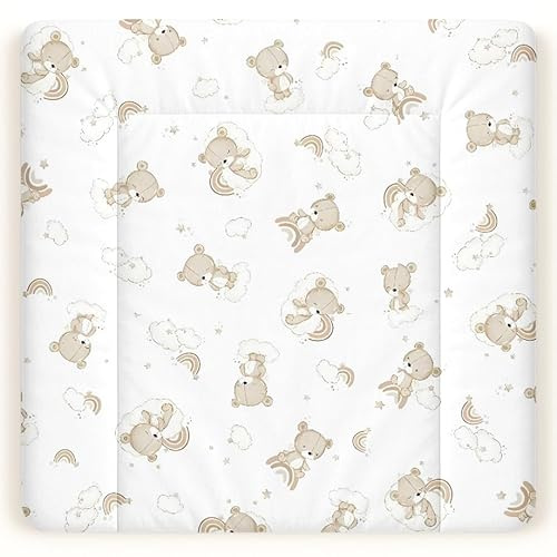 Wickelauflage – Baby Wickelunterlage aus Baumwolle – Beidseitige Wickelauflage für Wickeltisch – Baby Wickelmatte – 85x75 cm (Breite x Tiefe), Teddy bears