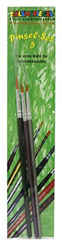 Eulenspiegel 955550 - Profi Pinsel-Set 5, 3 Kunstfaserpinsel, Schmink-Pinsel, Face- und Bodypainting | Aus Kunstfasern, Katzenzunge Größe 2 sowie Rundpinsel Größen 3 & 4, für Schminke & Facepainting