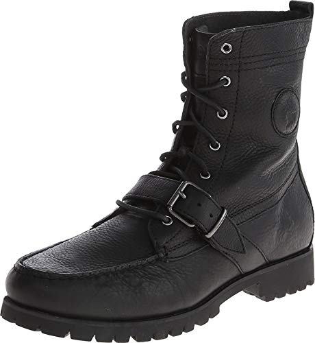 POLO RALPH LAUREN Men's Ranger Fashion Boot, Black Pull Up Grain Leather, 43 EU
