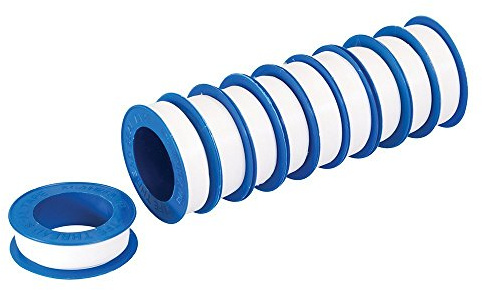 Merriway BH02284 (10 Pcs) PTFE Plumbers Industrial Pipe Sealant Tape, 12 mm x 10 Metre (1/2 Inch x 32.5ft) - Pack of 10 Pieces