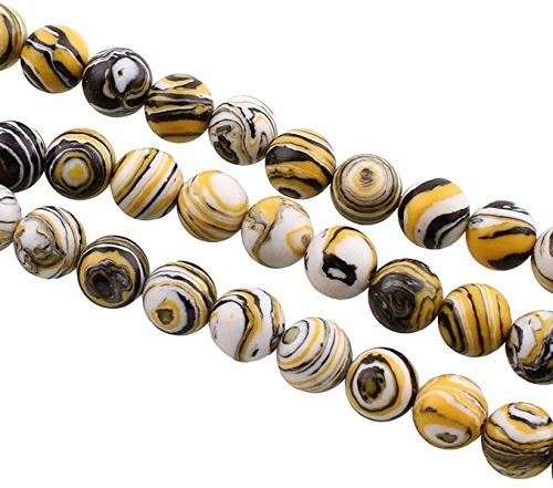 Perlin Streifen Achat Perlen Rund 8mm 15 Stück Naturstein Halbedelstein Schmuckperlen Orange Schwarz Weiß