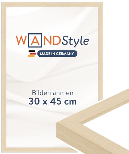 WANDStyle Bilderrahmen 30x45 Natur, moderner Bilderrahmen Holz 30x45 cm | Hochwertiger Holzbilderrahmen, Posterrahmen zum Aufhängen, Rahmen 45x30 cm, Fotorahmen H950 - Made in Germany