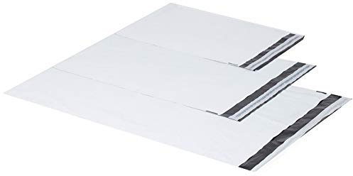 Weiße Plastik Versandtüten Versandbeutel Versandtaschen LDPE Coex Folien 25x35cm 35x45cm 45x55cm 40x60cm 60my (Weiss, 400 x 600mm + 50mm - 100 Stück)