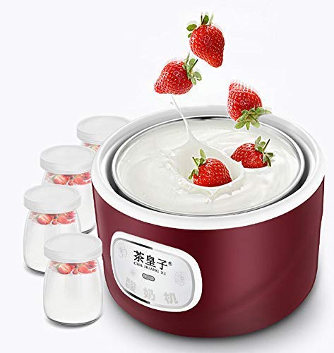 Fayelong 1L Yoghurt Maker with Stainless Steel Container and 4 Glass Cups Fully Automatic Electric Healthy Homemade Yoghurt Machine