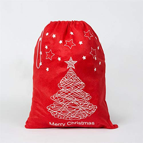 1Pc - 46 x 60cm Large Christmas Santa Sack Snowflake Snowman Merry Christmas Printed Stocking Xmas Gifts Bags for Kids, Jumbo Father Christmas Santa Clause Costume Accessories