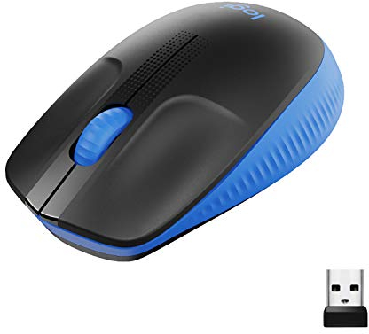 Logitech M190 Souris sans fil, design ambidextre, durée de la batterie 18 mois avec mode économie d’énergie, récepteur USB, contrôle précis du curseur + défilement, large molette de défilement - Bleu