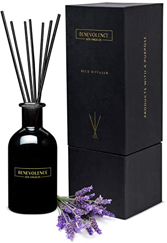 Benevolence LA Reed Diffusers for Home, Lavender & Eucalyptus Relaxing Fragrance | Aromatherapy Reed Diffuser Sticks with Gift Box, Scented Sticks for Bathroom | Home Décor