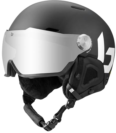 Bolle Might Visor | Ski-Helm mit integrierter Visier | Hochfeste ABS-Schutzkappe | Optimale Belüftung | Abnehmbare Ohrpolster | Anti-Beschlag- und Kratzschutz