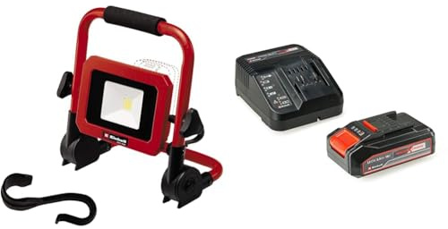 Einhell Projecteur de chantier sans fil TC-CL 18/1800 Li Power X-Change (18V, li-ion, lampe, LED puissante, variateur rotatif, tête orientable 360°, pied repliable) avec Chargeur et Batterie 2,5Ah