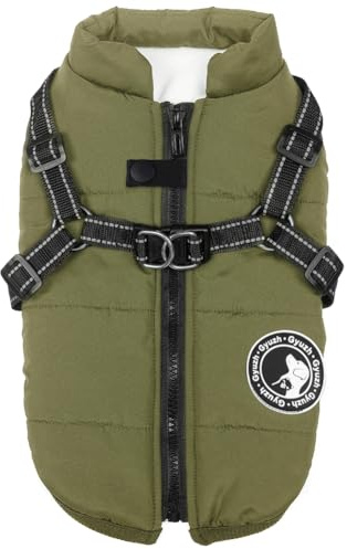 Gyuzh Abrigo para perro con arnés, abrigo de invierno para perro, chaqueta de forro polar para perro, abrigo impermeable con cremallera, abrigo para perros pequeños, ropa para perros pequeños,