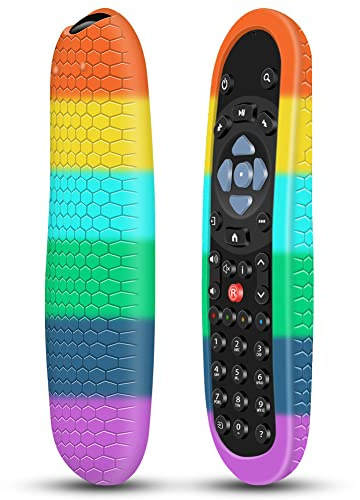 Schutzhülle für Sky Q Fernbedienung EC101/Non-Touch/Touch Original Smart TV Ersatz Fernbedienungen Silikon Hülle Cover Case Anti-Rutsch Stoßfest für Sky Q/Silber/Mini Box/Sky Glass Remote (Regenbogen)