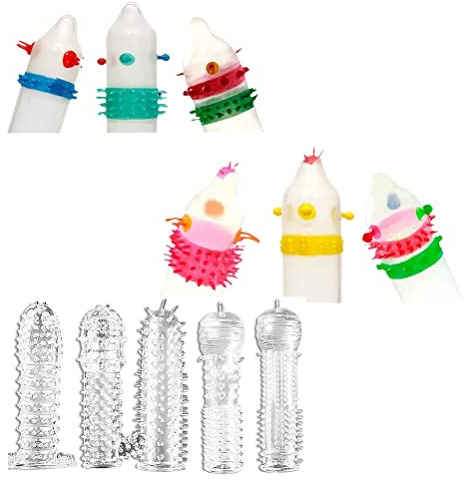 Kondome, Besonders Empfindlich Spike Kondom Adult Sex G-Punkt stimulieren Condom (Packung mit 10 verschiedenen Design) (B)