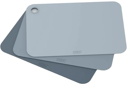 Joseph Joseph Pop - 3-teiliges doppelseitiges Schneidebrett-Set, flexibel, leicht zu lagern, spülmaschinenfest, himmelblau, Blue