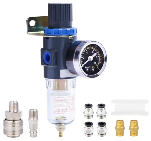 ZHONG AN Séparateur d'eau à air comprimé, réducteur de pression pour compresseur, filtre 1/4'' avec raccord rapide.