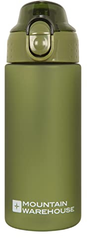 Mountain Warehouse BPA Free Push Lid Water Bottle - 500ml - Leakproof Lid, Secure Travel Mug - Best for Running, Hiking, Camping, Gym & Daily Use Khaki