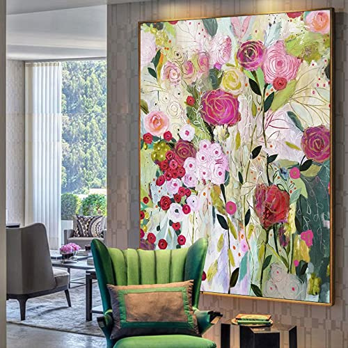 Arte del Fiore Astratto Pittura ad Olio Fatta a Mano su Tela Dipinto a Mano Pittura ad Olio Multicolore Paesaggio estetico Natura Morta Ristorante Studio per Bambini Arte murale Immagine Decorazione