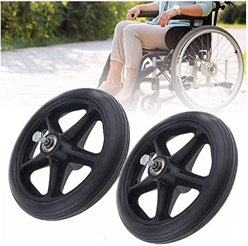 Wheelchair Front Wheels, 2Pcs Solid Wheel Replacement for Wheelchairs Walker, 6 7 8 Anti-Slip Rubber Wheel Universal Wheelchair Replacement Wheel Accessories Schwarz,6in (15cm)