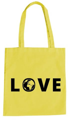 Love Weltkugel Baumwolltasche - Natur Klima Umwelt CO2 Schutz Nature Liebe Gelb