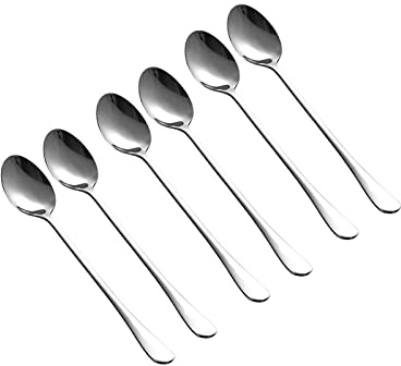 Dinner Spoons/Tablespoons 7.5-Inch Long Handle Spoons Set Espresso Spoons Ice Cream Spoon Stainless Steel Small Spoons for Dessert Flatware Set of 6 Spoons for Home/Spoons for Dessert