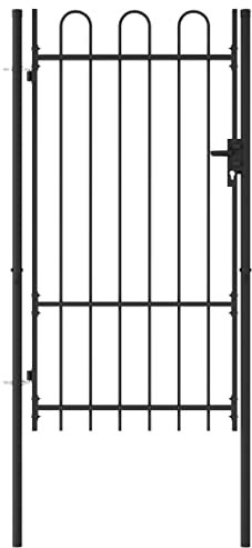 WIFESE 100x225 cm Schwarz Zauntor GartentüR Gartentor Gartenzaun Doppelstabmattenzaun Gartenzaun Komplettset Doppelstabmattenzaun Tor GartentüRschloss