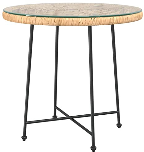 vidaXL Mesa de Comedor Mueble Patas Cocina Comedor Patio Jardín Terraza Balcón Exterior Aire Libre Hogar de Vidrio Templado y Acero Ø80 cm