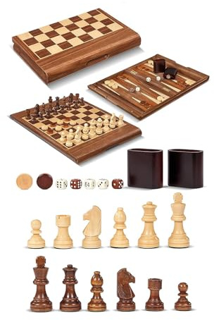 Faltbares Schachbrett aus Nussbaum aus Negro Dama Backgammon 50 x 38 cm