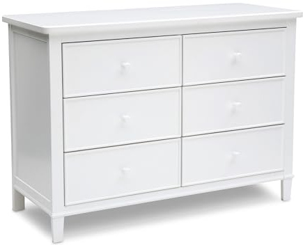 Delta Children Haven 6 Drawer Dresser with Interlocking Drawers - Greenguard Gold Certified, White