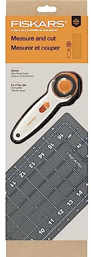 Fiskars Fabric Cutting 2pc Set for Sewing - with 45mm Rotary Cutter and 5in x 17in Cutting Mat