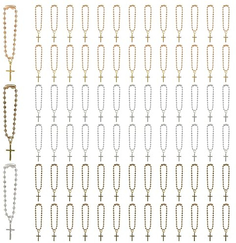 PH PandaHall 60 Colgantes de Cruz Con Cadena de Bolas - 3 Colores de Pascua Con Crucifijo Antiguo - Mini Cruz Para Hacer Joyas, Collares, Pulseras, Gargantillas