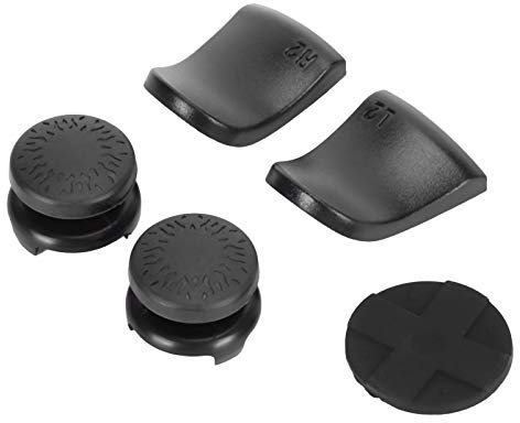 5in 1 Thumb Stick Grip Key Cap, Colorful Silicone Accessories Replacement Thumb Grips Caps with Joystick Cover L1 R2 Trigger Extender for PS5 Controller (Black)