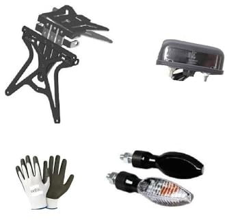 KOMPATIBEL MIT RIEJU TANGOO! 50 UNIVERSELLES, Nicht SPEZIFISCHES, VERSTELLBARES Motorrad-FÜHRERSCHEIN-FÜHRERSCHEIN-Halter-Set + 2 GLÜHBIRNEN-Blinker + KENNZEICHENLICHT