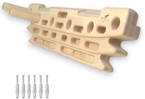 GRIPNATIC FingerPeg 1.0 Hangboard - Kletterbrett - Fingerboard - Pegboard Griffe - Buchenholz der Klasse A - mit Calisthenics-Stangen für Klimmzüge - einzigartiges Design - 120 kg Tragfähigkeit