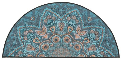 Holibanna Halbrunder Badematte Im Ethno-Stil rutschfeste Und Waschbare Fußmatte Für Badezimmer Wohnzimmer Und Eingangsbereich 40X80Cm