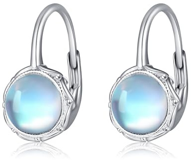 VONALA Mondstein Leverback Ohrringe 925 Sterling Silber Filigran Leverback Drop Ohrringe Mondstein Schmuck Geschenke für Damen Mädchen