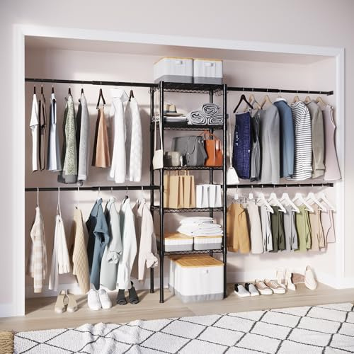 Hushållsartiklar garderobssystem, inbyggt garderobssystem, organiseringssats, gå in i hyll-kit, väggmonterade insatser, modulär, promenader, bygg din egen, gör-det-själv, infoga hyllor, 4 anpassade