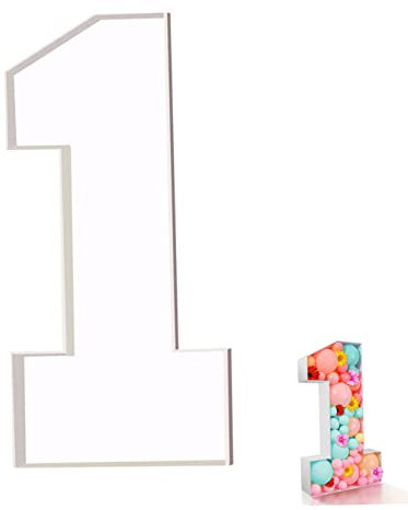 Yililay Nummer Ballonbox, Nummer 1Balloon Box 28,74 Zoll Dekorative Ballon Füllung Kt Board Box Nummer Rahmenmodellierung Ballon Box (Nicht enthaltene Luftballons)